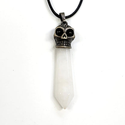 Crystal Skull Point on Wax Cord, Assorted Gemstones
