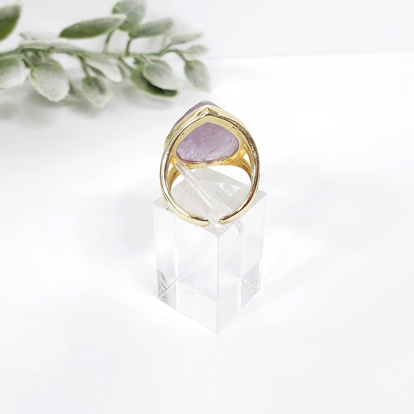 Pink Amethyst Crystal Ring for Love and Tranquility