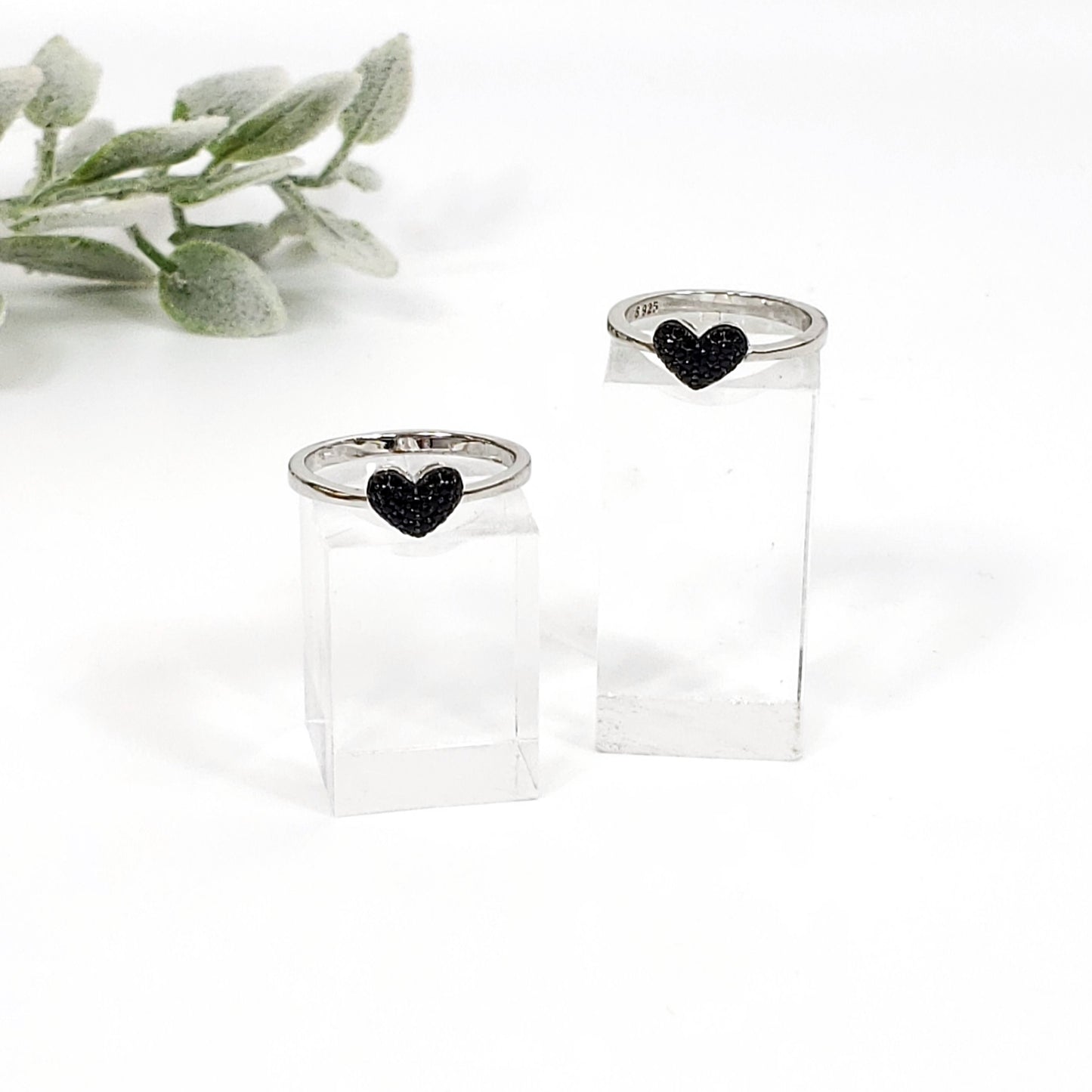 Protective Black Spinel Heart Shaped Ring