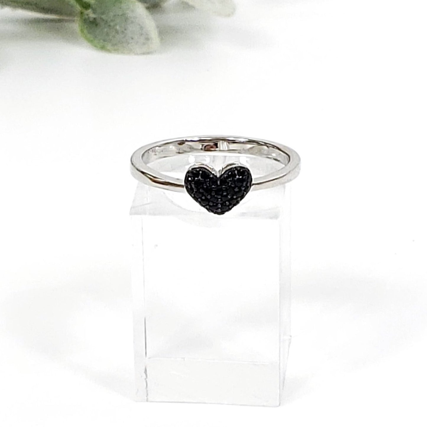 Protective Black Spinel Heart Shaped Ring