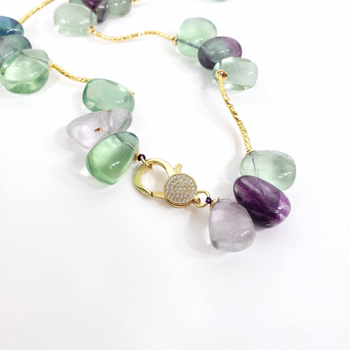 Rainbow Fluorite Crystal Fashion Necklace