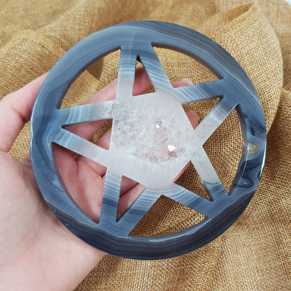 Druzy Agate Pentagram (122mm)
