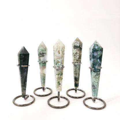 Green Moss Agate Scepter for Grounding, Growth and Emotional Balance
