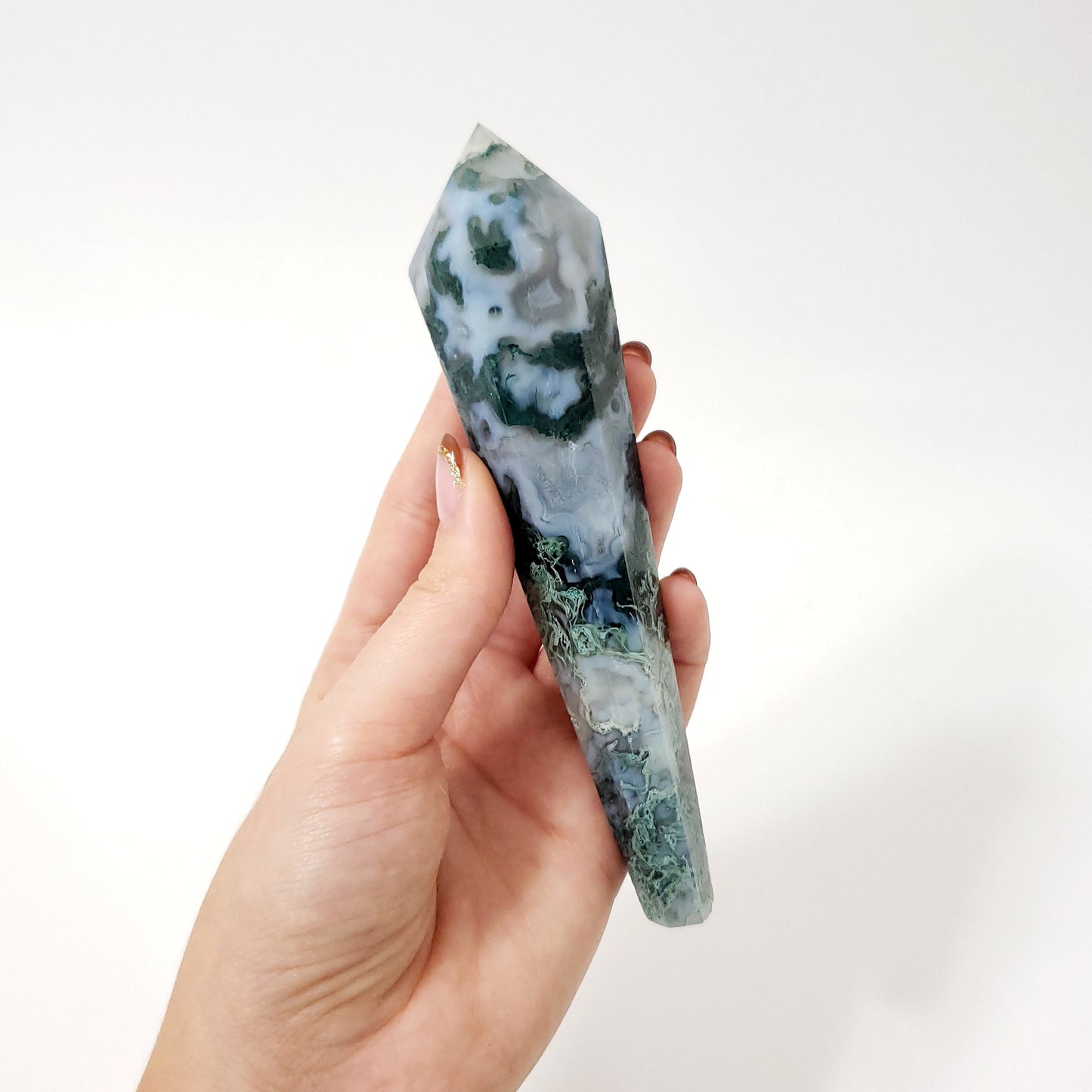Green Moss Agate Scepter for Grounding, Growth and Emotional Balance