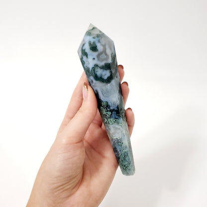 Green Moss Agate Scepter for Grounding, Growth and Emotional Balance