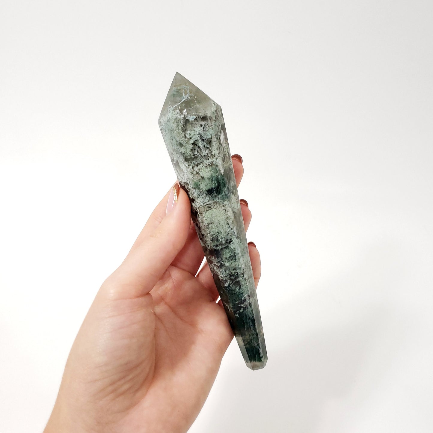 Green Moss Agate Scepter for Grounding, Growth and Emotional Balance