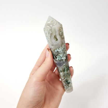 Green Moss Agate Scepter for Grounding, Growth and Emotional Balance