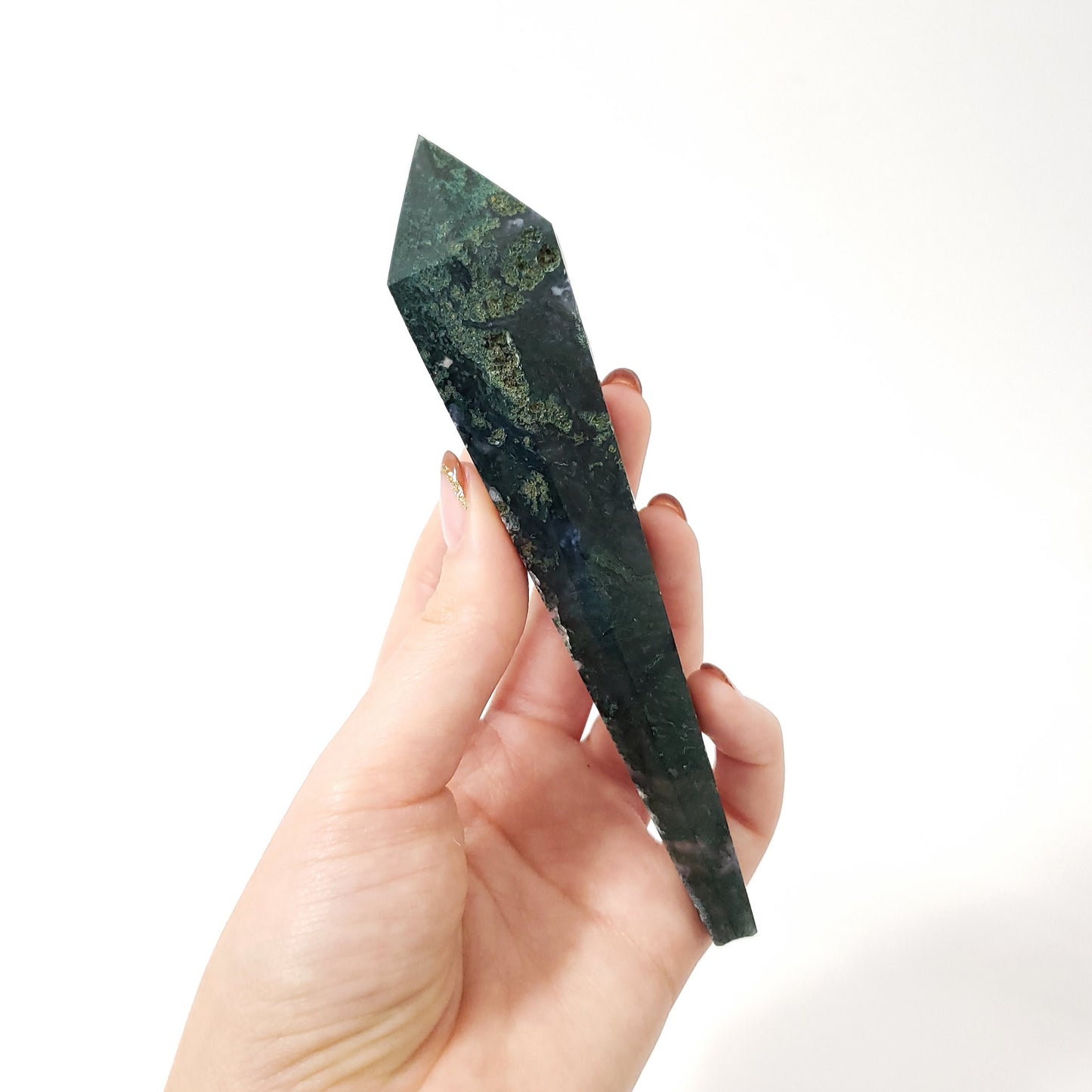 Green Moss Agate Scepter for Grounding, Growth and Emotional Balance