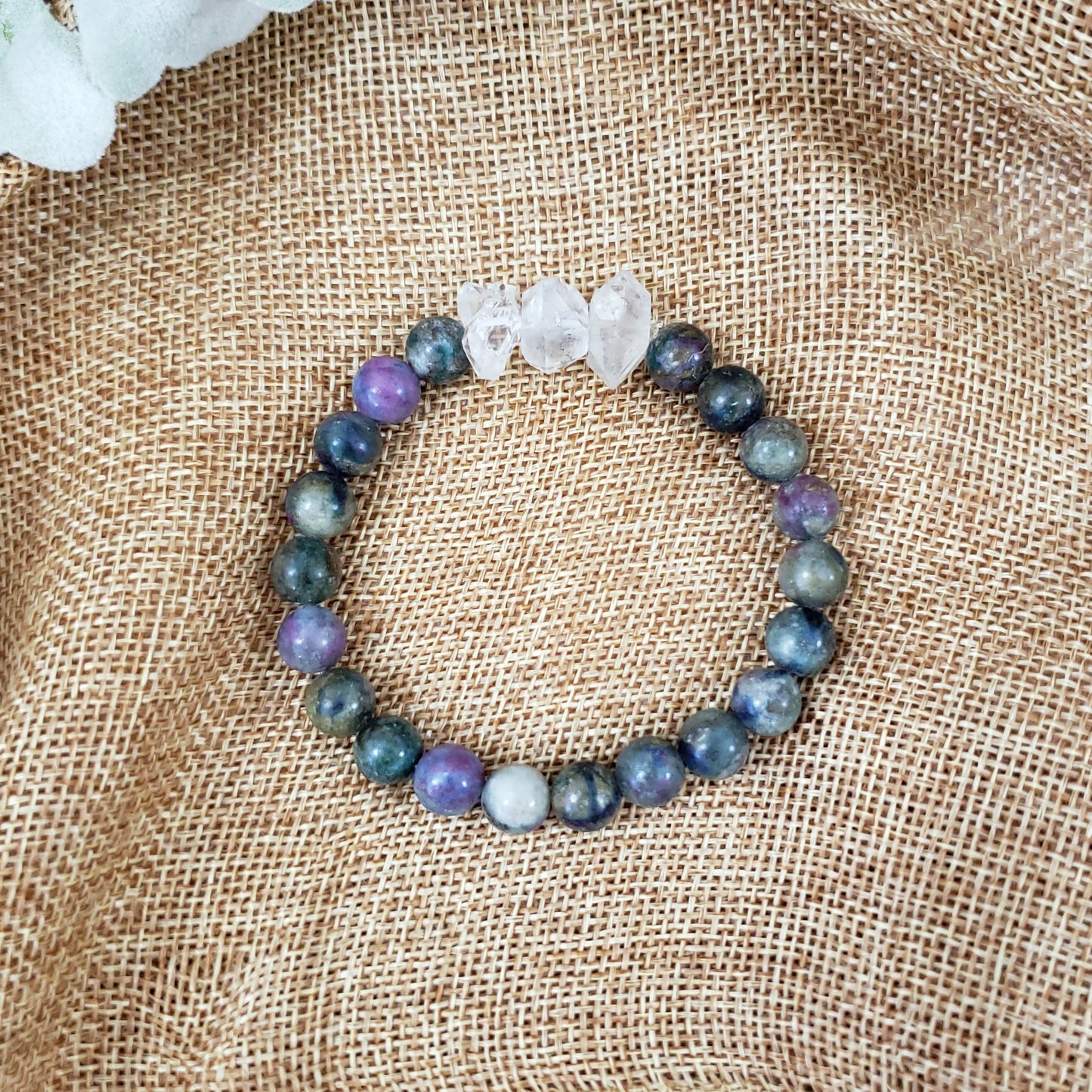 Ruby Fuchsite Kyanite Bracelet with Herkimer Diamonds