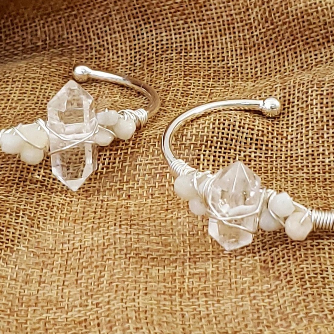 Clear Quartz & Moonstone Cuff Bracelet