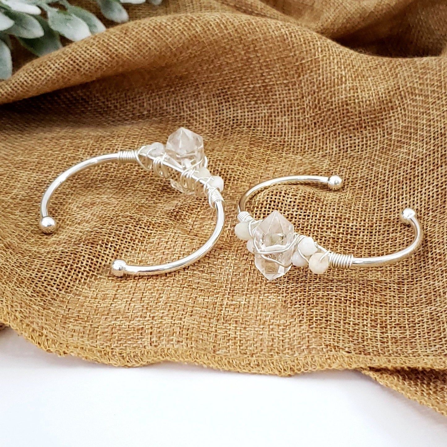 Clear Quartz & Moonstone Cuff Bracelet