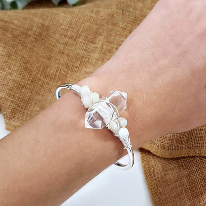 Clear Quartz & Moonstone Cuff Bracelet
