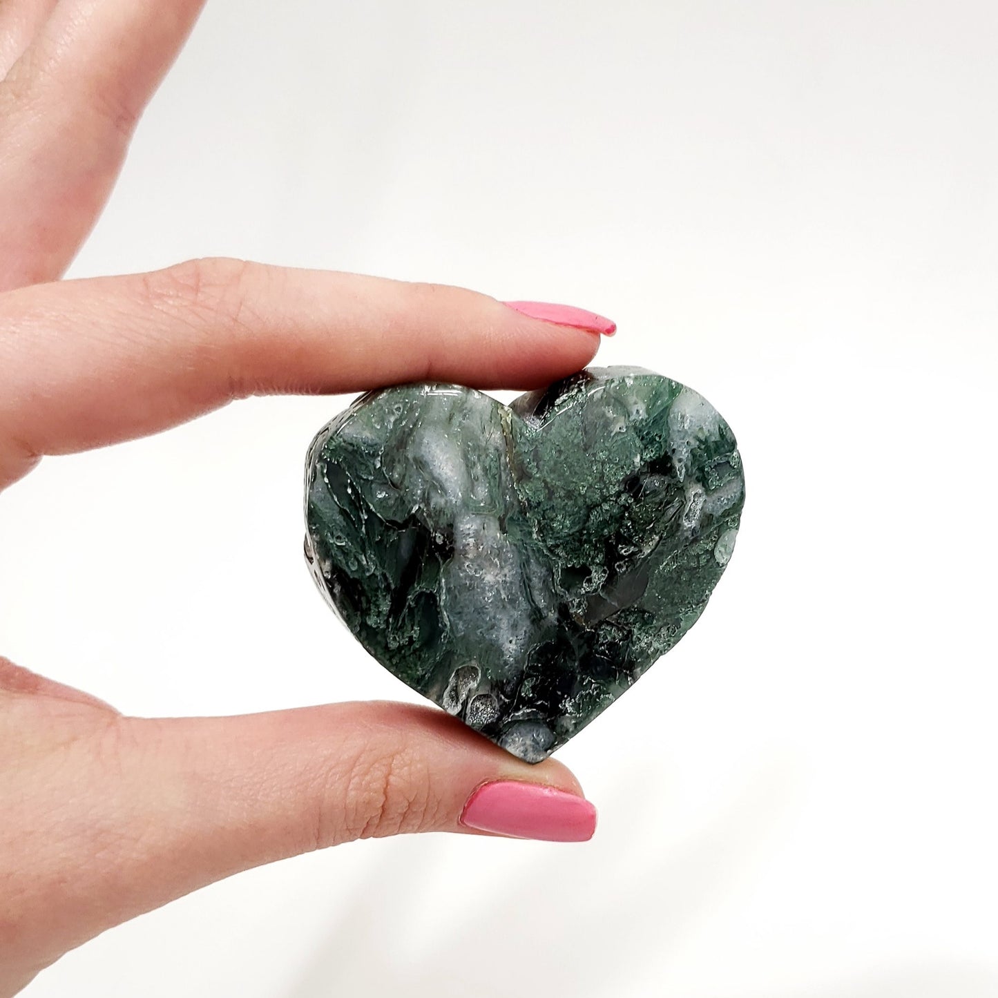 Green Moss Agate Heart