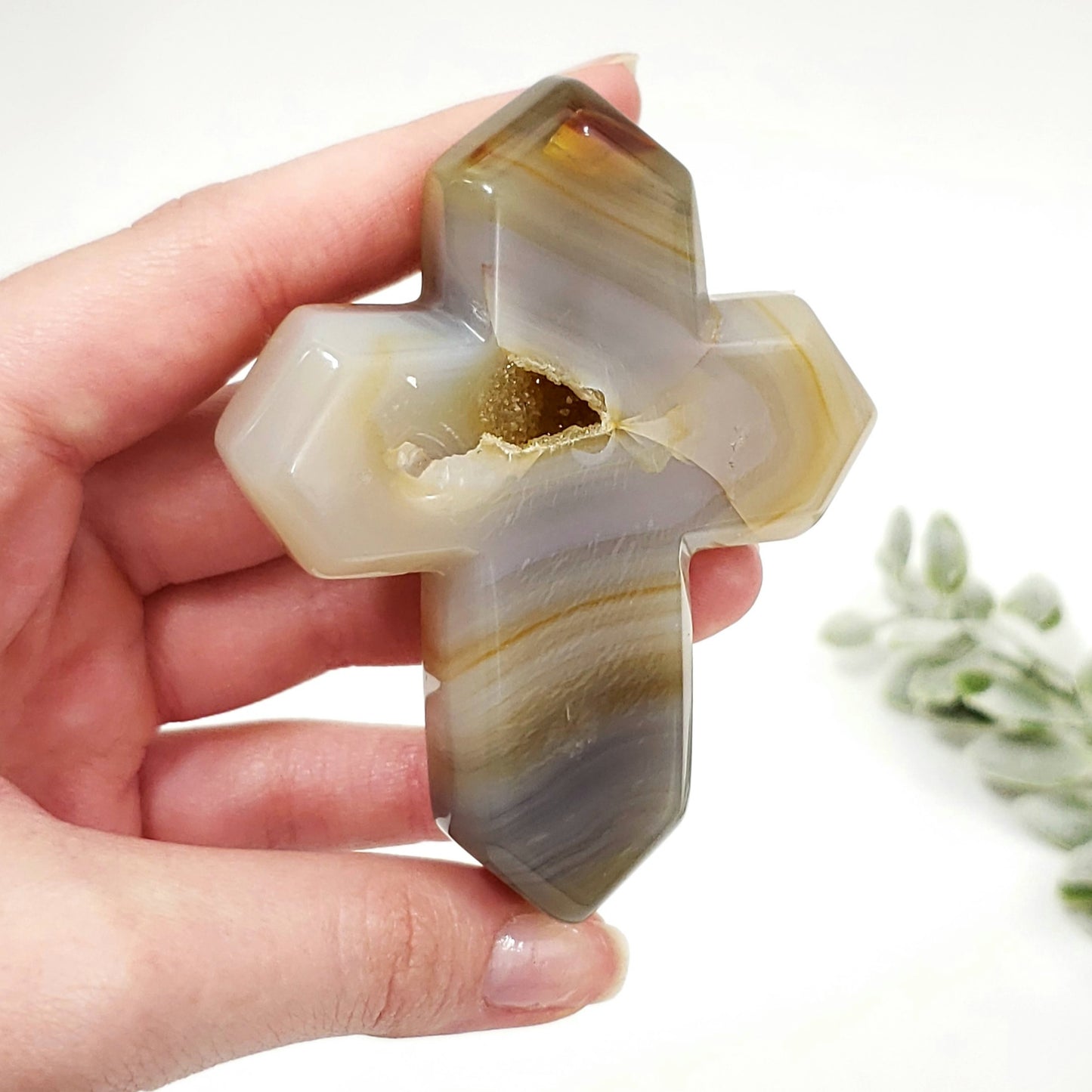 Druzy Agate Crystal Cross for Peace and Emotional Balance