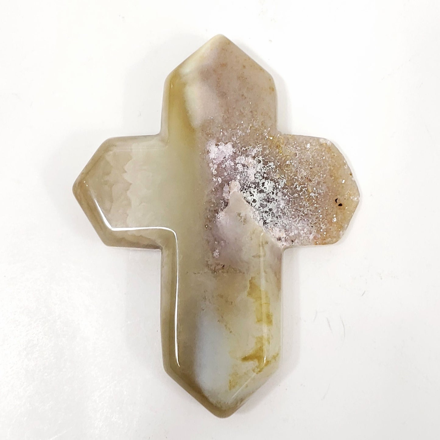 Druzy Agate Crystal Cross for Emotional Balance and Peace