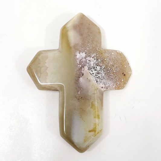 Druzy Agate Crystal Cross for Emotional Balance and Peace