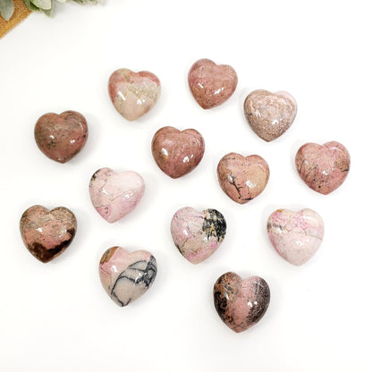 45mm Rhodonite Crystal Heart brings Healing Love