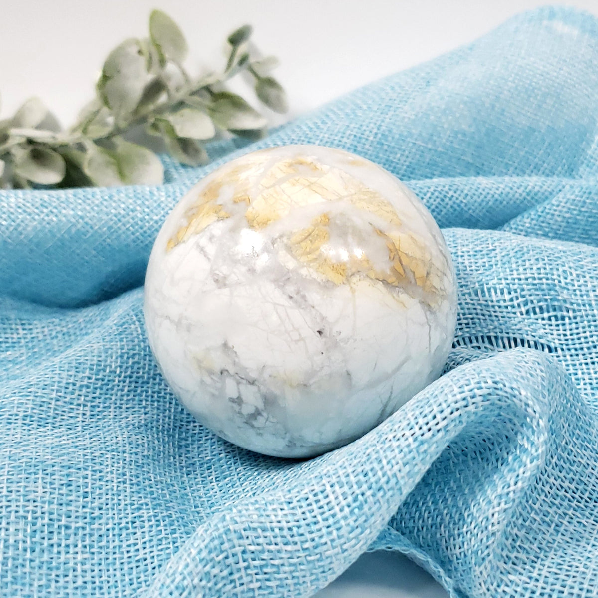 Large White Howlite Sphere | 70mm Crystal for Calm and Balance