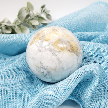 Large White Howlite Sphere | 70mm Crystal for Calm and Balance