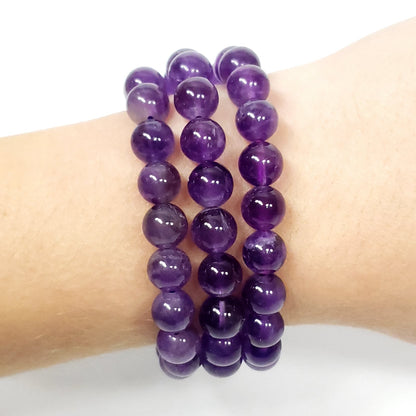 Amethyst 8mm Beaded Bracelet for Calm and Clarity