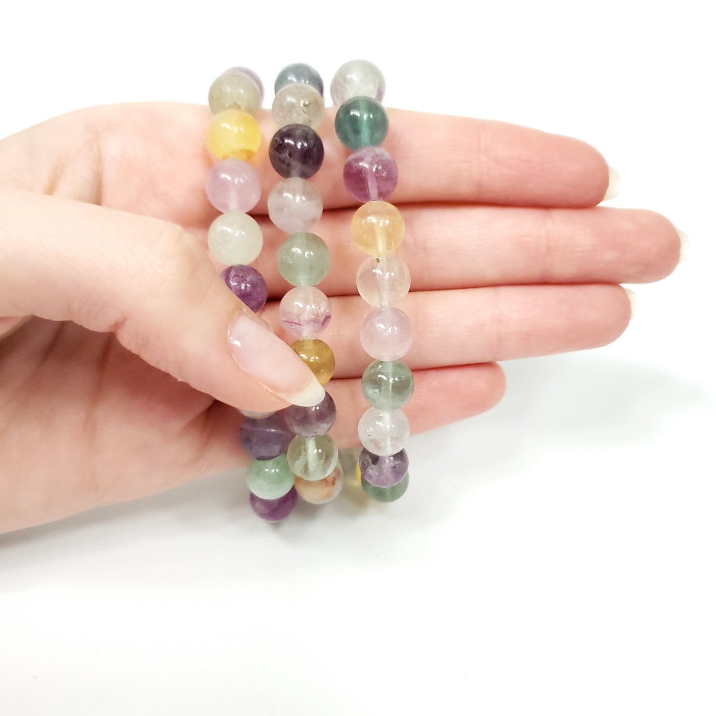 Rainbow Fluorite 8mm Beaded Bracelet for Focus & Emotional Balance