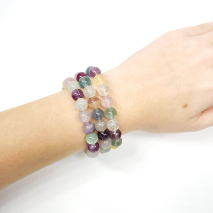 Rainbow Fluorite 8mm Beaded Bracelet for Focus & Emotional Balance