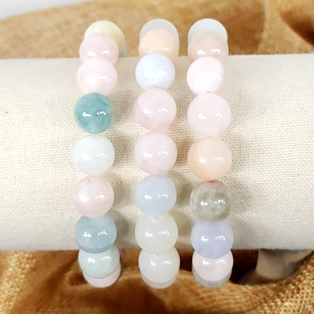 Morganite 10mm Beaded Beryl lBracelet for Compassion and Emotional Balancet