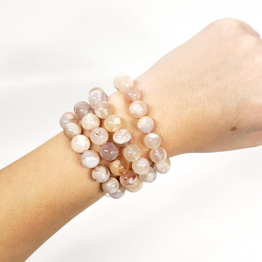 Flower Agate 8mm Beaded Bracelet for Growth and Confidence
