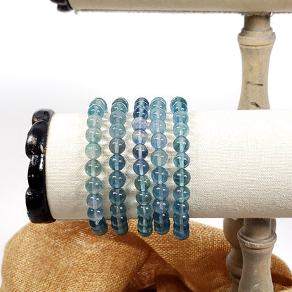 Rare Blue Fluorite 8mm Beaded Bracelet for Clarity and Calm Communication