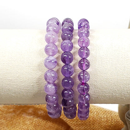 Amethyst 8mm Beaded Bracelet for Calm and Clarity