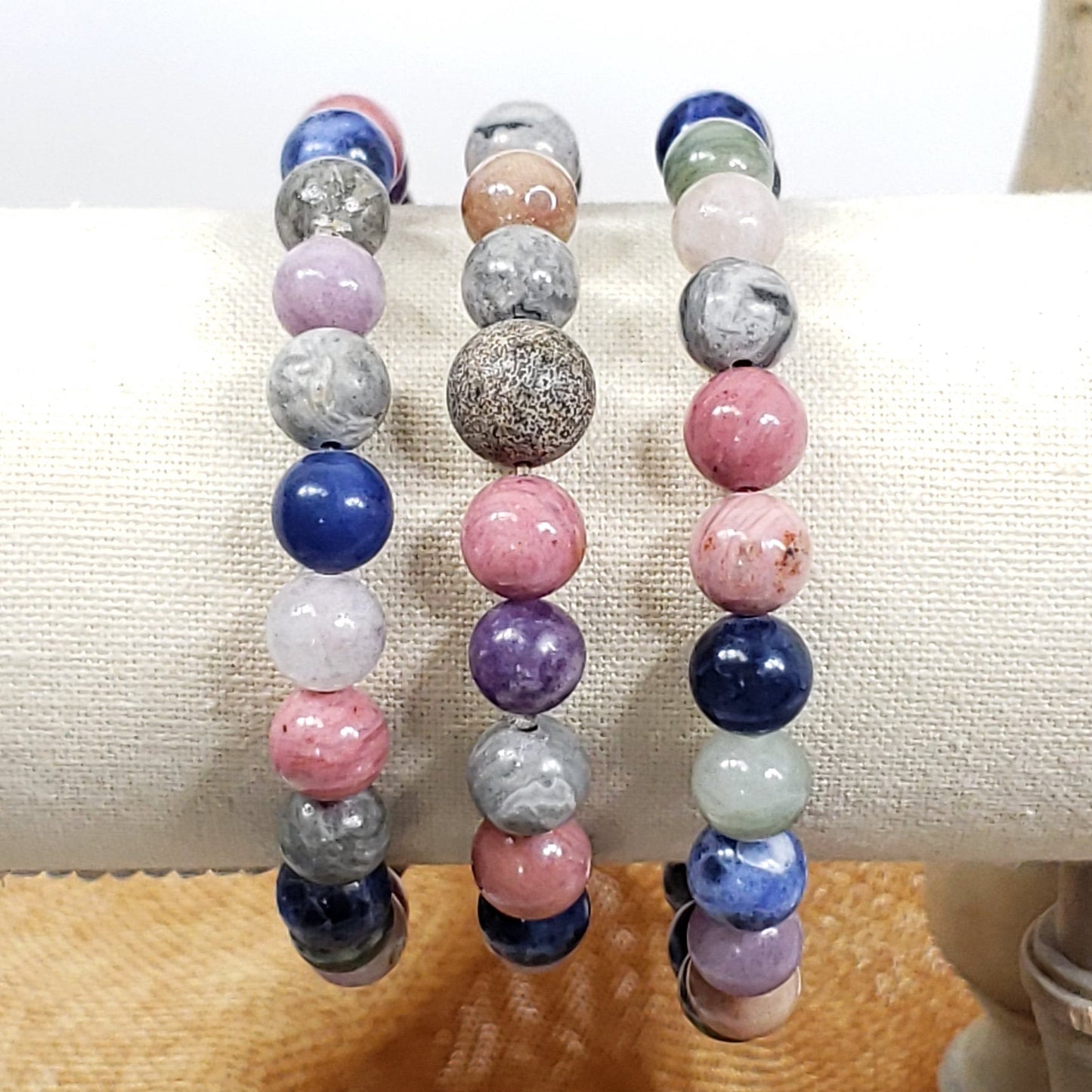 Mixed Gemstone 8mm Bracelet for Emotional Balance and Grounding