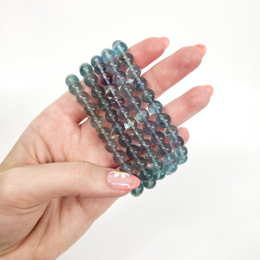 Rare Blue Fluorite 8mm Beaded Bracelet for Clarity and Calm Communication