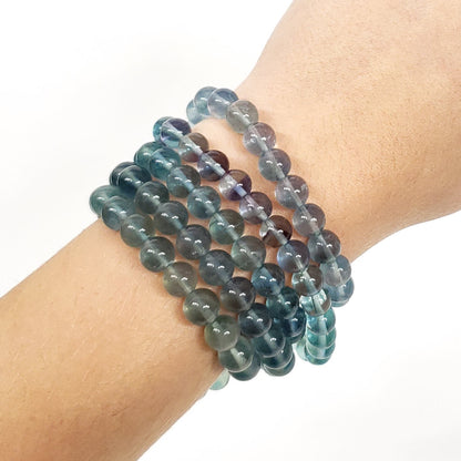Rare Blue Fluorite 8mm Beaded Bracelet for Clarity and Calm Communication
