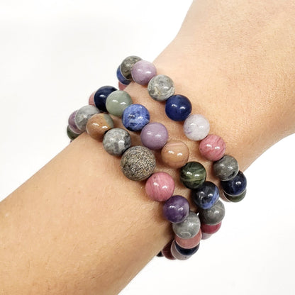 Mixed Gemstone 8mm Bracelet for Emotional Balance and Grounding