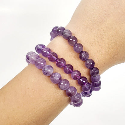 Amethyst 8mm Beaded Bracelet for Calm and Clarity