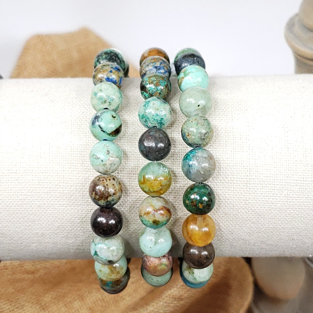 Chrysocolla 8mm Beaded Bracelet for Calm and Communication