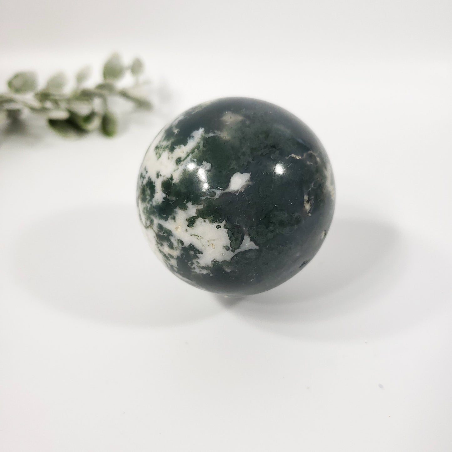 Green Moss Agate Sphere for Renewal, Balance and Steady Growth