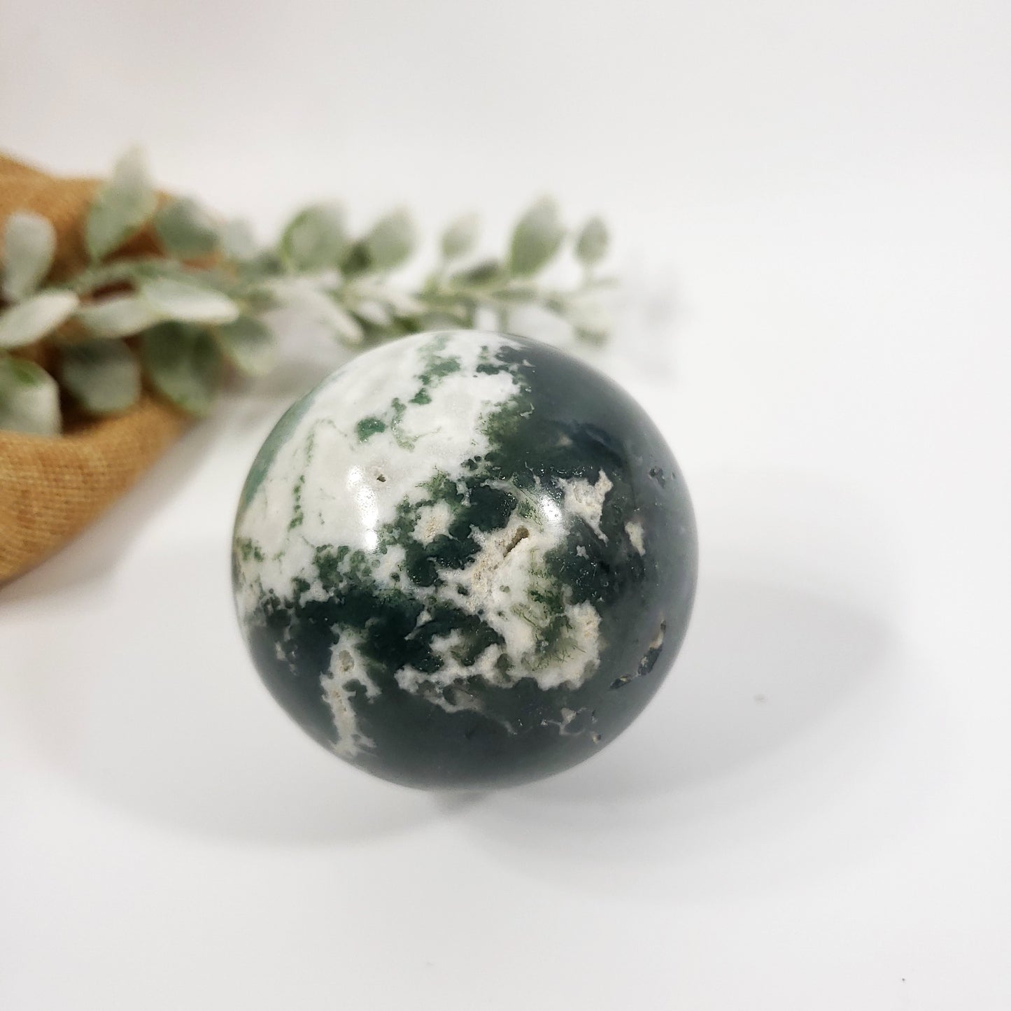 Green Moss Agate Sphere for Renewal, Balance and Steady Growth