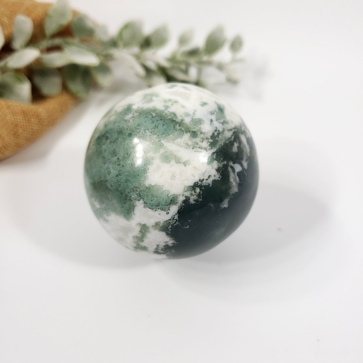 Green Moss Agate Sphere for Renewal, Balance and Steady Growth