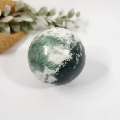 Green Moss Agate Sphere for Renewal, Balance and Steady Growth