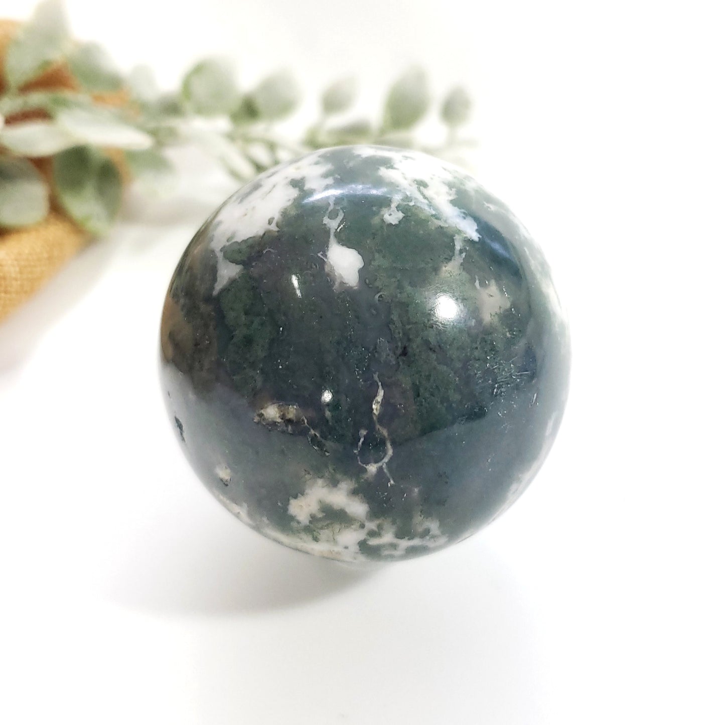 Green Moss Agate Sphere for Renewal, Balance and Steady Growth