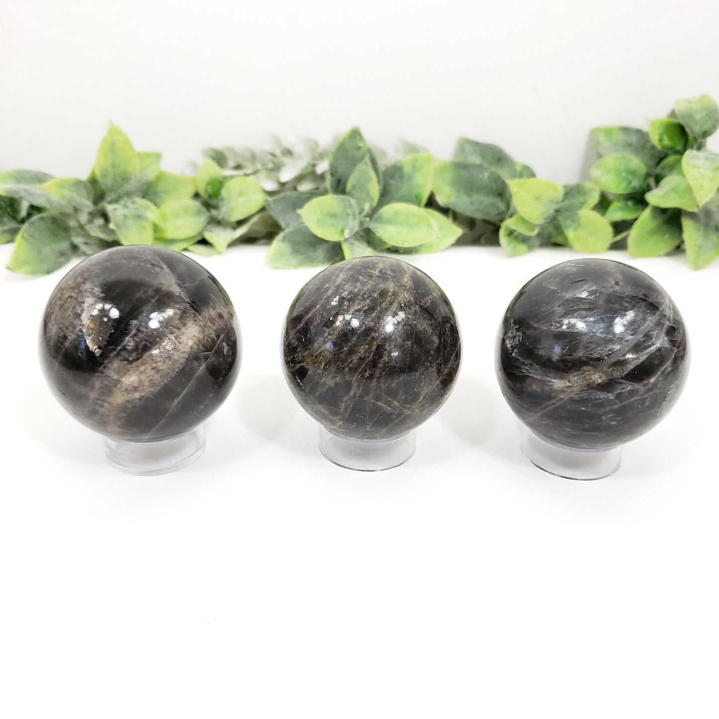 Elegant Black Moonstone Sphere for Psychic Protection and Divine Feminine Energy