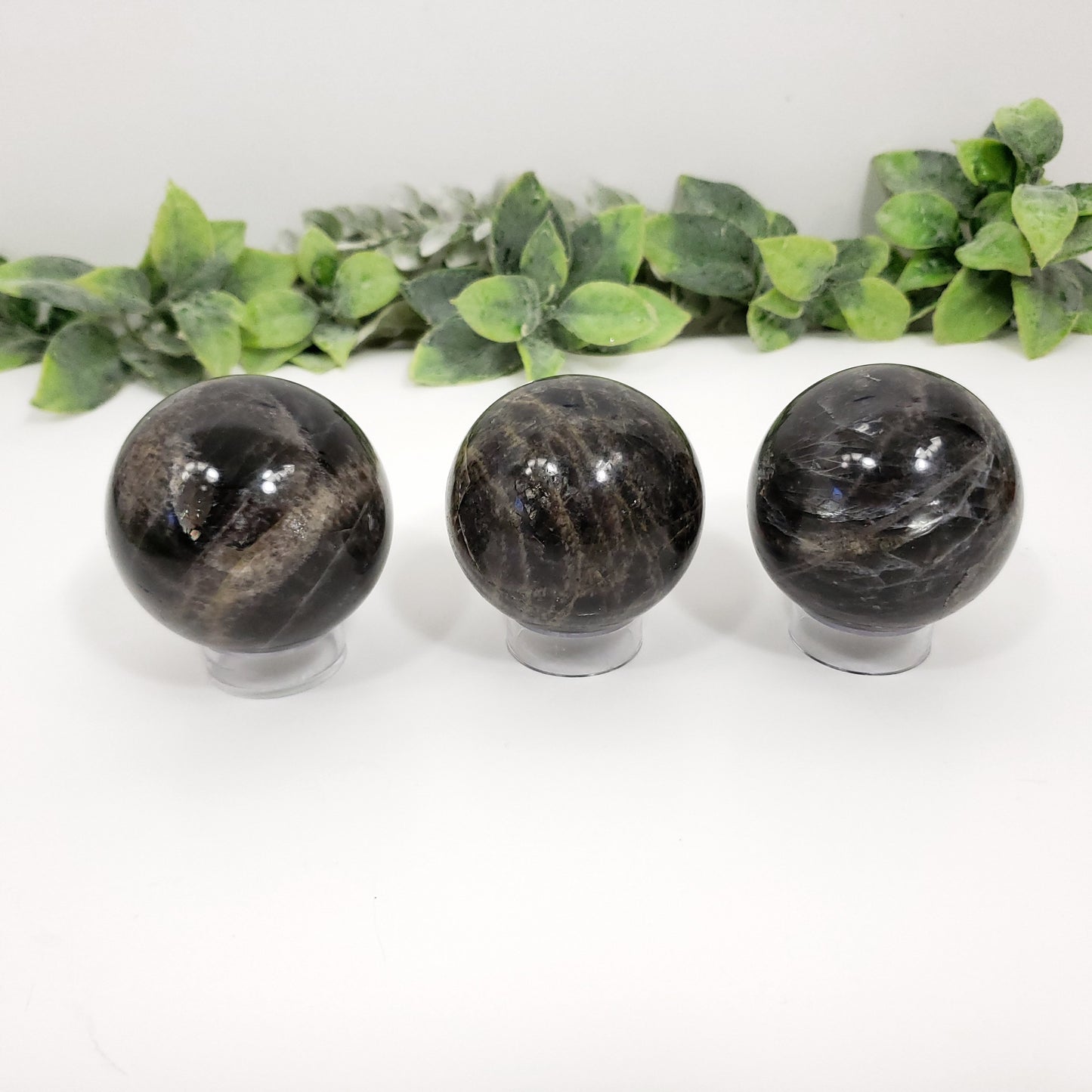 Elegant Black Moonstone Sphere for Psychic Protection and Divine Feminine Energy