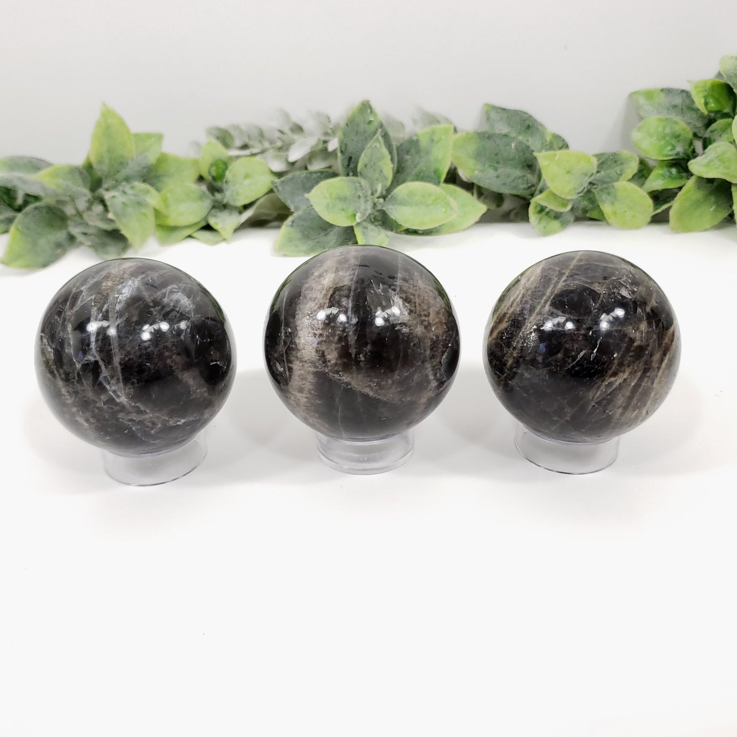 Elegant Black Moonstone Sphere for Psychic Protection and Divine Feminine Energy