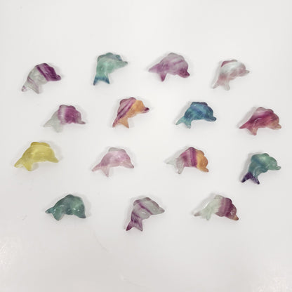 Mini Rainbow Fluorite Dolphin | Pocket Crystal for Joy and Calm