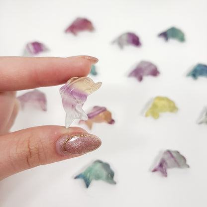 Mini Rainbow Fluorite Dolphin | Pocket Crystal for Joy and Calm