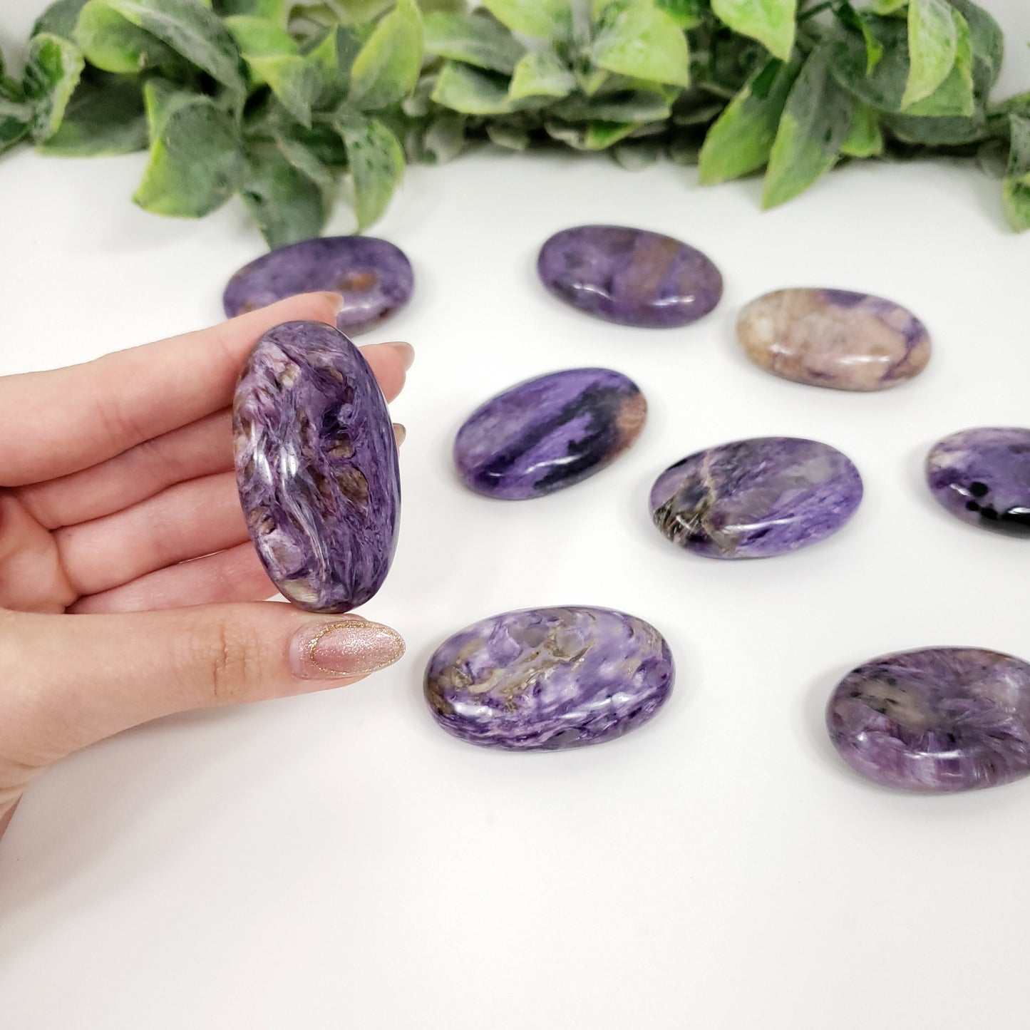 Rare Charoite Oval Pocket Stone