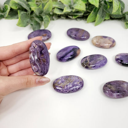 Rare Charoite Oval Pocket Stone