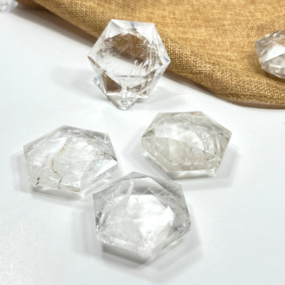 Medium Clear Quartz Hexagon Crystals - High Quality Star of David
