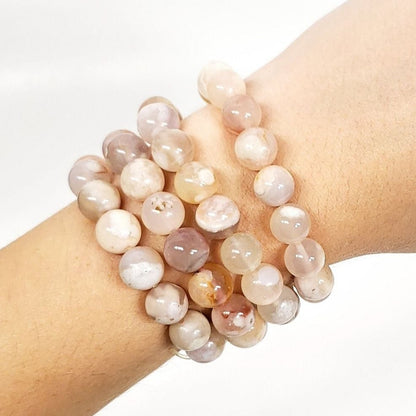 Flower Agate 10mm Beaded Bracelet for Growth and Purpose